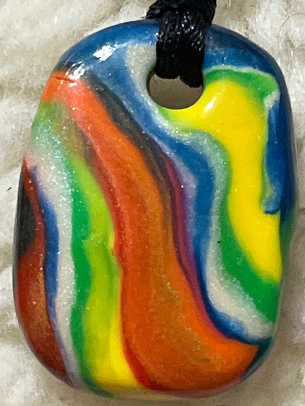 Handmade Reversible Multicolor Abstract Pendant Necklace Two-Sided
